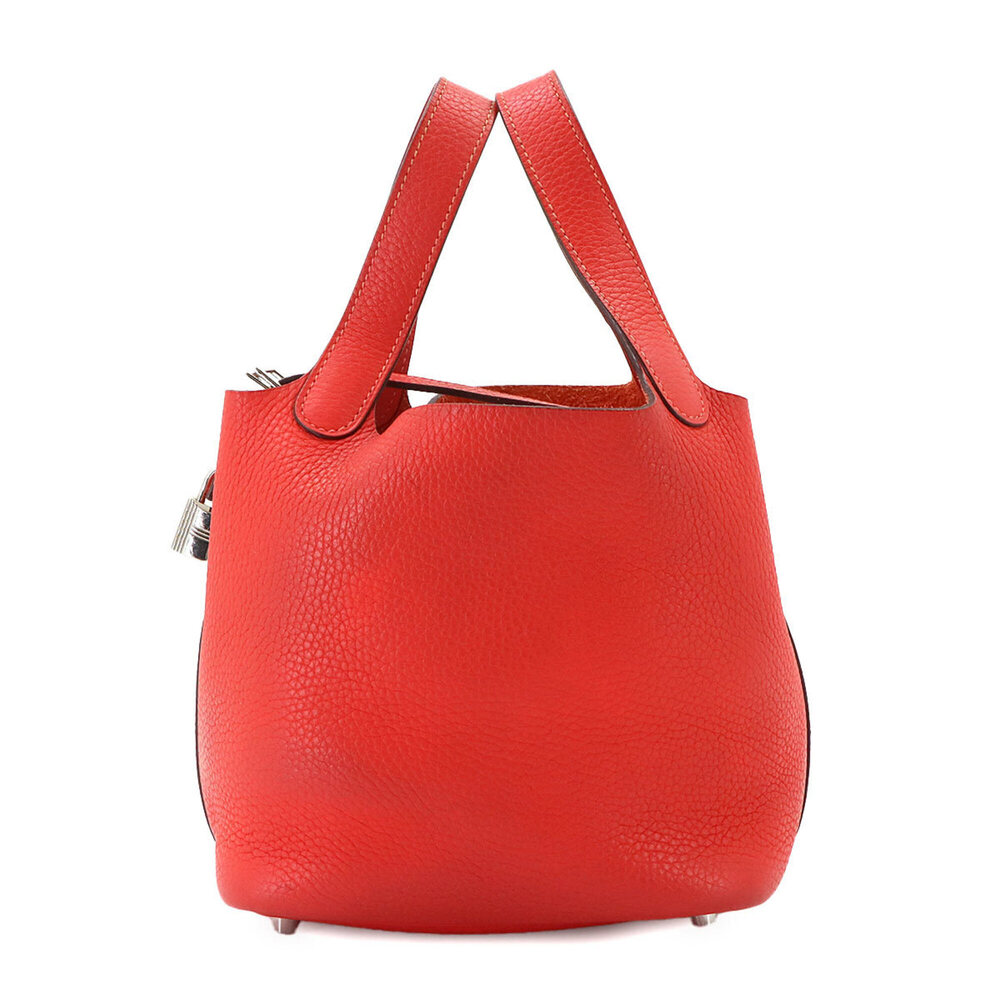 Hermes Picotin Lock PM Handbag, Taurillon Clemence Leather, Rouge Pivoine, □R...